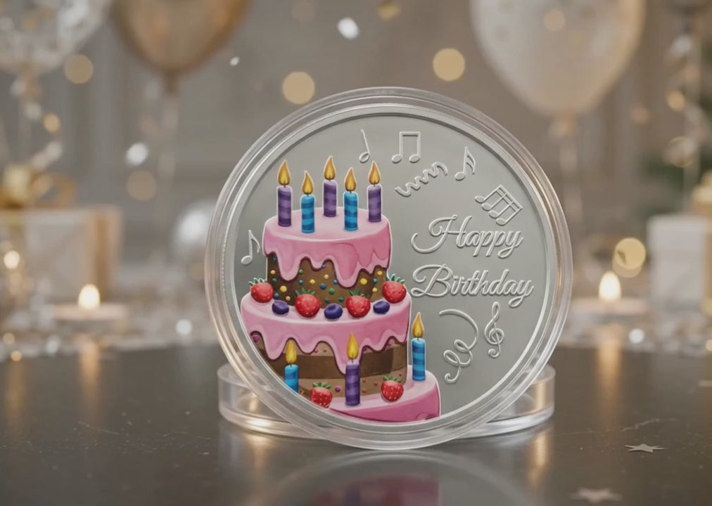 HAPPY BIRTHDAY 10GM COLOURED COIN WITH PREMIUM BOX AND CAPSULE PACKAGING