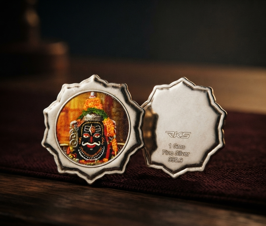 MAHAKALESHWAR JYOTIRLING 1GM COLOURED COIN WITH PREMIUM BOX AND CAPSULE PACKAGING