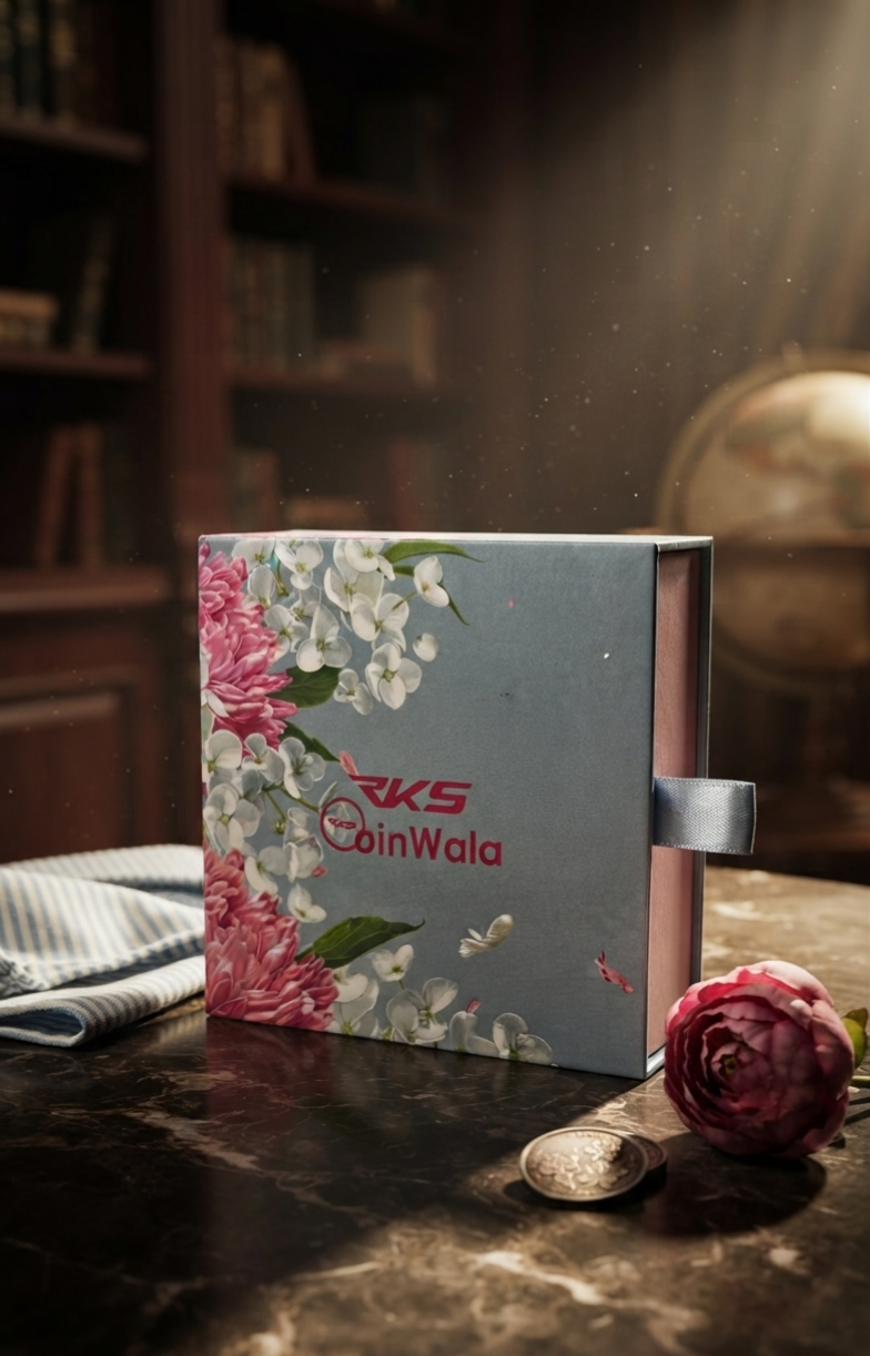 FLOWER SHAPE 10 GM PLAIN RAJA COIN WITH PREMIUM BOX AND CAPSULE PACKAGING