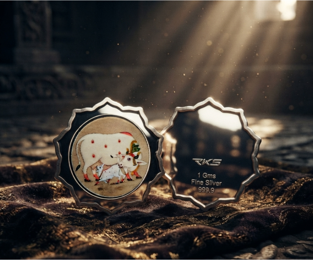 KAMDHENU 1GM COLOURED COIN WITH PREMIUM BOX AND CAPSULE PACKAGING