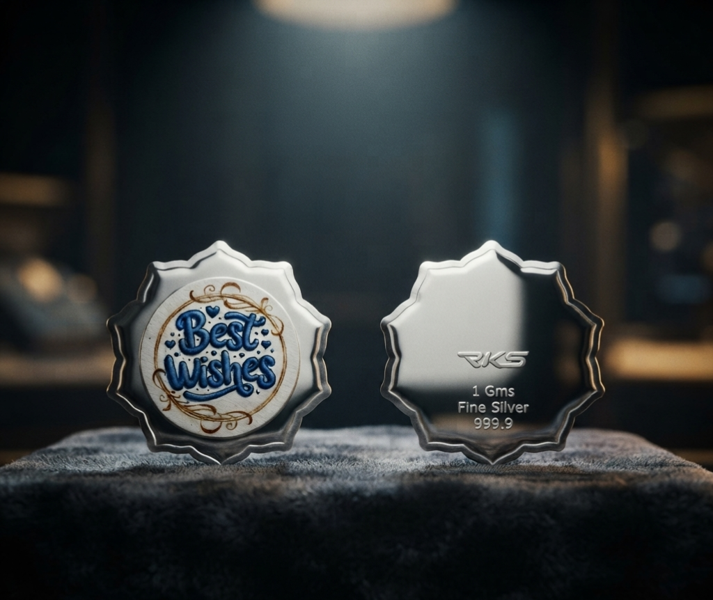 BEST WISHES 1GM COLOURED COIN WITH PREMIUM BOX AND CAPSULE PACKAGING