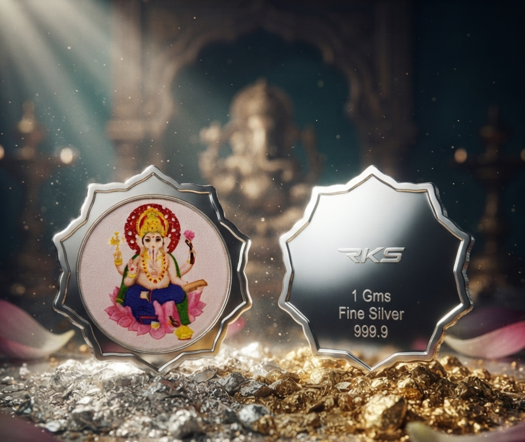 GANESH JI 1GM COLOURED COIN WITH PREMIUM BOX AND CAPSULE PACKAGING