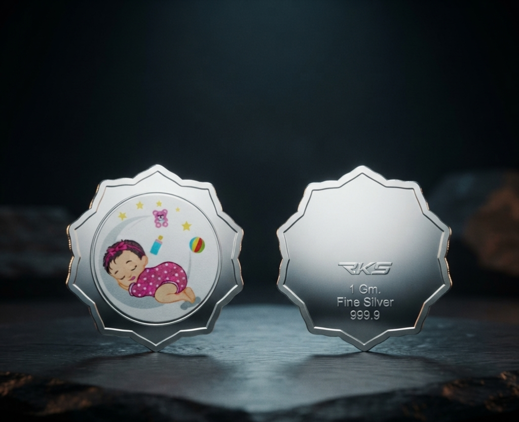 BABY GIRL 1 GM COLOURED COIN WITH PREMIUM BOX AND CAPSULE PACKAGING
